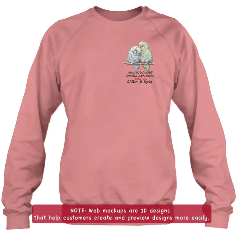 Personalized Couple Bird Embroidered Shirt/ Hoodie - Wedding Anniversary Gift for Husband Wife - Annoying Each Other And Still Going Strong