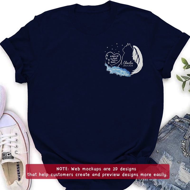 Custom Personalized Pet Memorial Embroidered Shirt/ Hoodie - Memorial Gift For Dog/ Cat/ Horse Lover with Name & Dates - A Piece Of My Heart Lives In Heaven