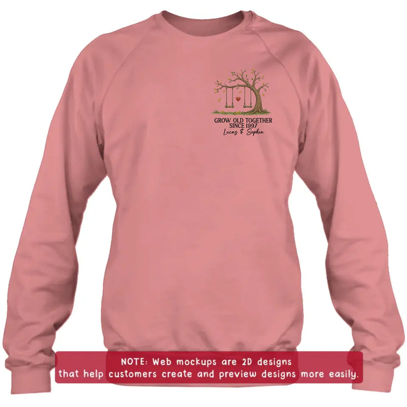 Personalized Old Tree With Swings Embroidered Shirt/ Hoodie - Wedding Anniversary Gift Idea For Couple/ Parents - Grow Old Together