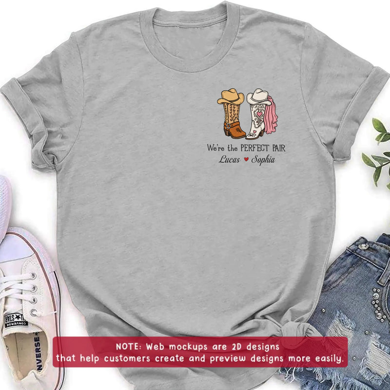 Personalized Cowboy Boots Embroidered Shirt/ Hoodie - Wedding Anniversary Gift Idea For  Husband Wife - We're The Perfect Pair