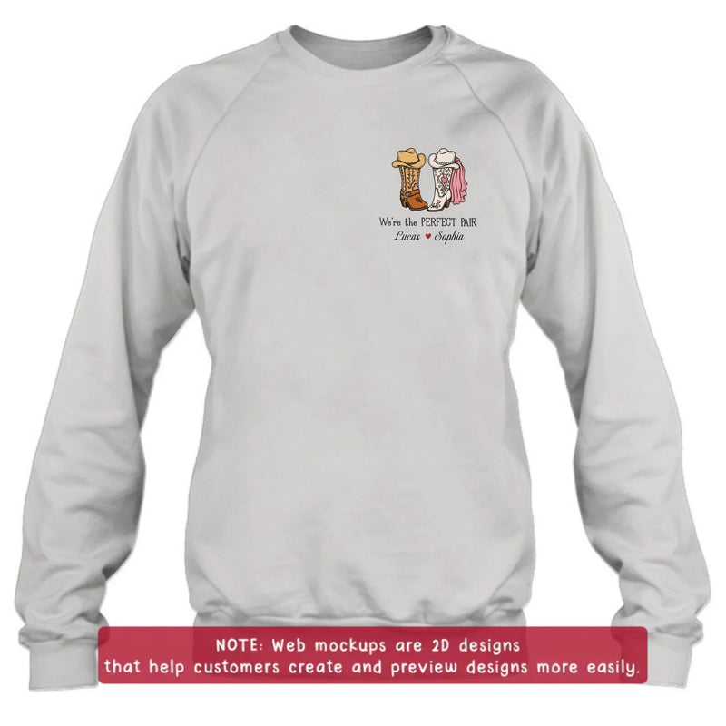 Personalized Cowboy Boots Embroidered Shirt/ Hoodie - Wedding Anniversary Gift Idea For  Husband Wife - We're The Perfect Pair