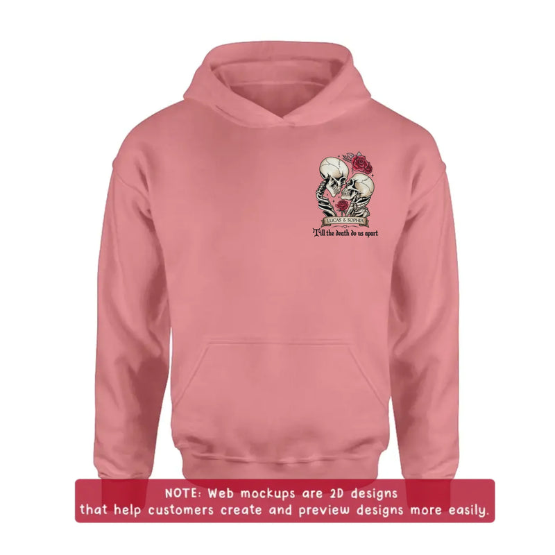 Personalized Skull Couple Embroidered Shirt/ Hoodie - Wedding Anniversary Gift Idea For  Husband Wife - Till The Death Do Us Apart