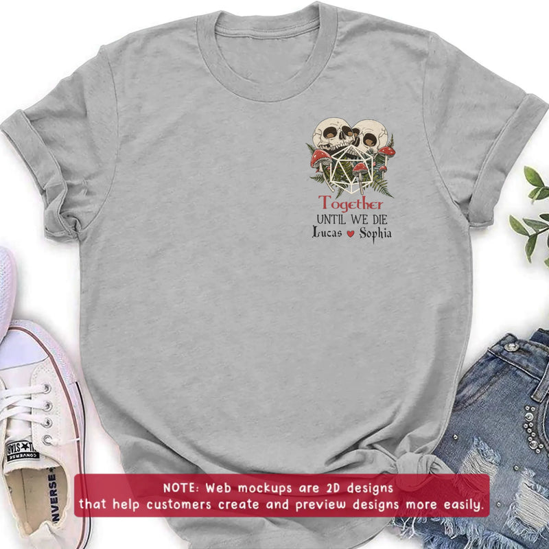 Personalized Skull Couple Embroidered Shirt/ Hoodie - Wedding Anniversary Gift Idea For  Husband Wife - Together Until We Die