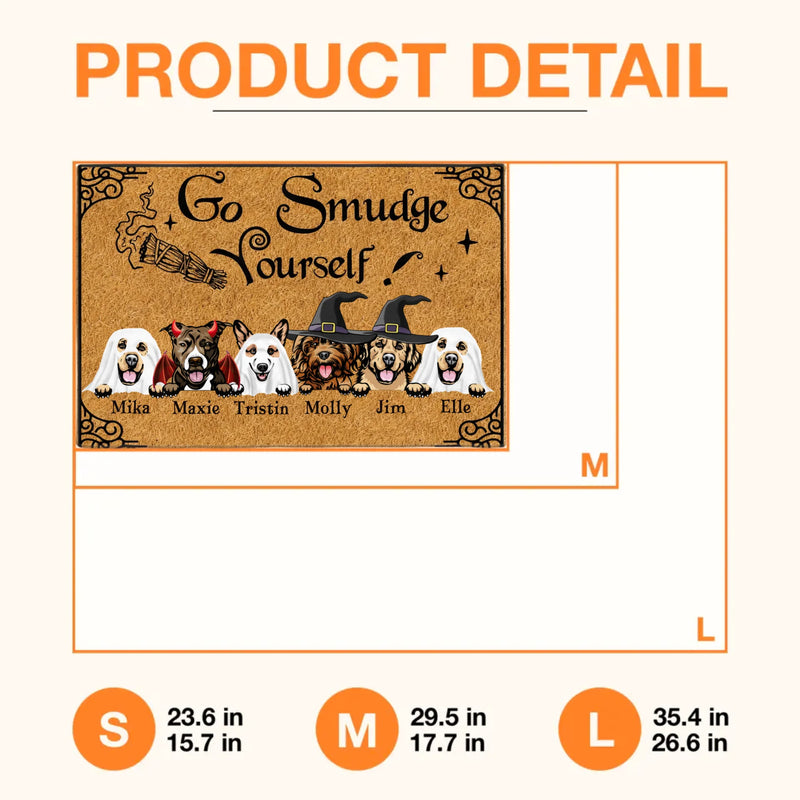 Personalized Dog Doormat - Halloween Welcome Sign - Gift Idea For Dog Lover With Up to 6 Dogs - Go Smudge Yourself