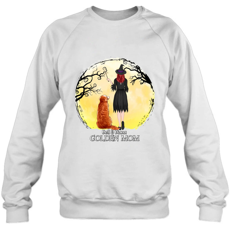Personalized Witch Dog Mom Shirt/ Hoodie - Halloween Gift For Dog Lover - Golden Mom