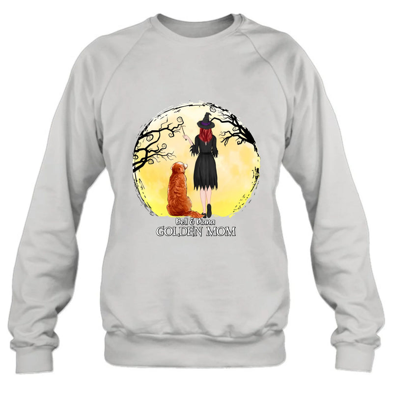 Personalized Witch Dog Mom Shirt/ Hoodie - Halloween Gift For Dog Lover - Golden Mom