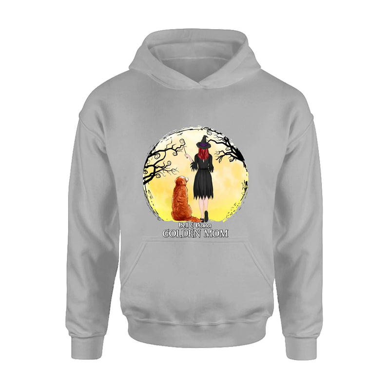Personalized Witch Dog Mom Shirt/ Hoodie - Halloween Gift For Dog Lover - Golden Mom