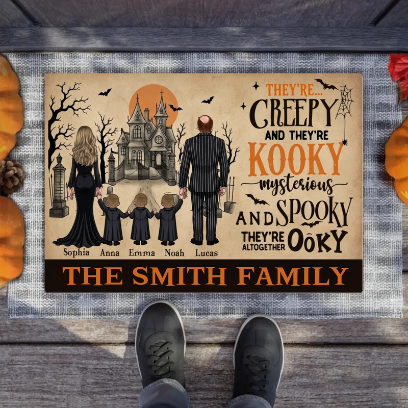 Personalized Creepy Family Doormat - Spooky Front Door Mat - Halloween Gift For Family