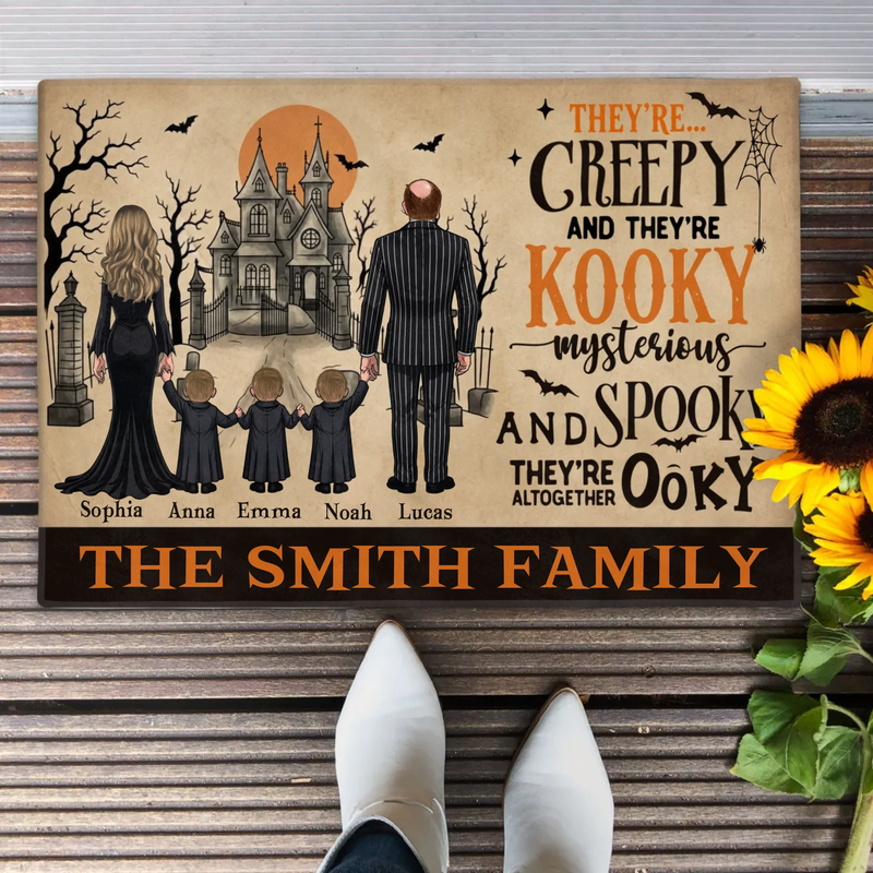 Personalized Creepy Family Doormat - Spooky Front Door Mat - Halloween Gift For Family