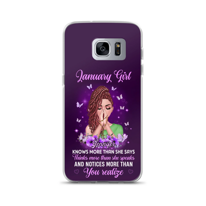 Custom Personalized Birthday Girl iPhone/ Samsung Phone Case - Gift Idea For Girl/ Friend/ Daughter - Knows More Than She Says