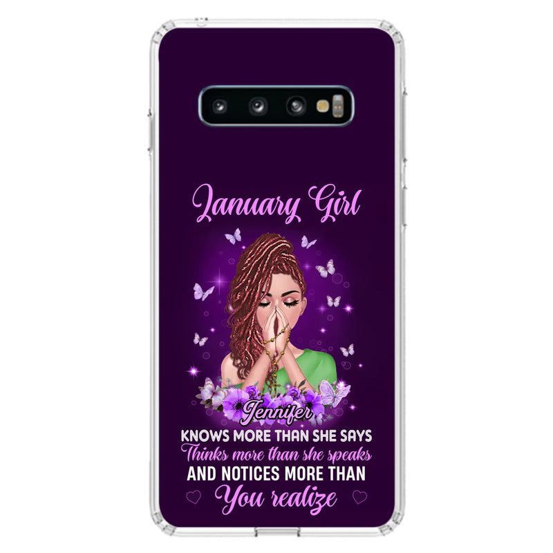 Custom Personalized Birthday Girl iPhone/ Samsung Phone Case - Gift Idea For Girl/ Friend/ Daughter - Knows More Than She Says