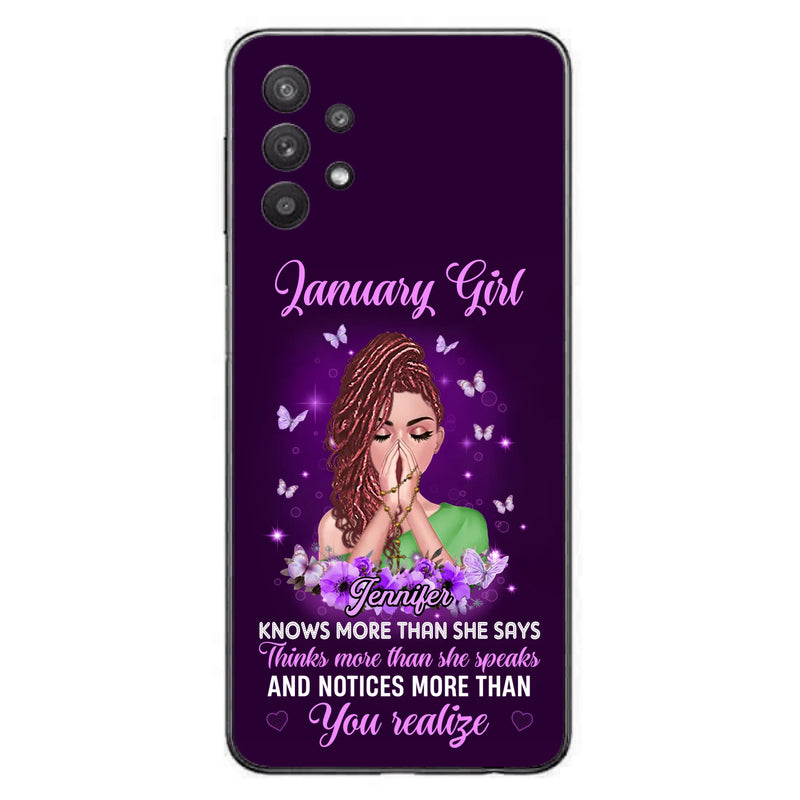 Custom Personalized Birthday Girl iPhone/ Samsung Phone Case - Gift Idea For Girl/ Friend/ Daughter - Knows More Than She Says