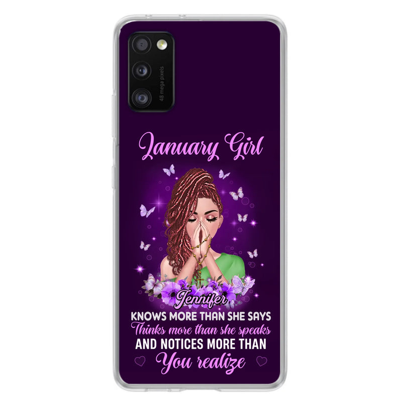Custom Personalized Birthday Girl iPhone/ Samsung Phone Case - Gift Idea For Girl/ Friend/ Daughter - Knows More Than She Says