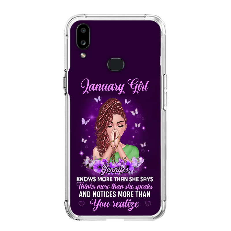 Custom Personalized Birthday Girl iPhone/ Samsung Phone Case - Gift Idea For Girl/ Friend/ Daughter - Knows More Than She Says