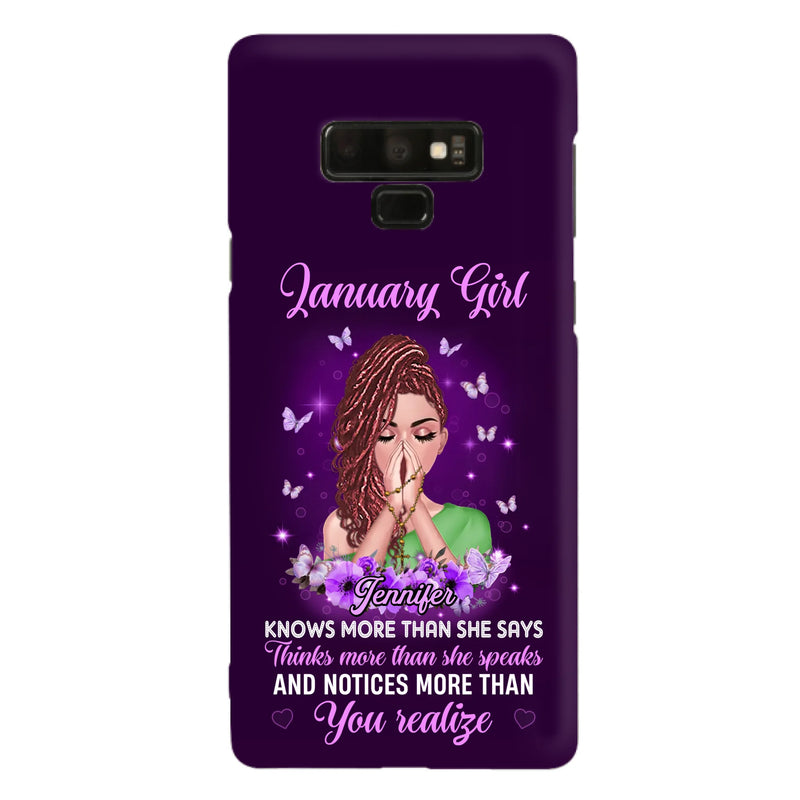 Custom Personalized Birthday Girl iPhone/ Samsung Phone Case - Gift Idea For Girl/ Friend/ Daughter - Knows More Than She Says