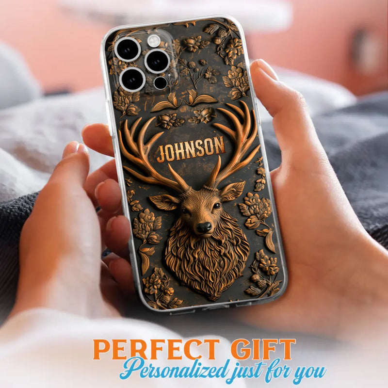 Custom Personalized Deer Hunting 3D Printed Effect Phone Case - Gift Idea For Hunting Lover - Case For iPhone/ Samsung