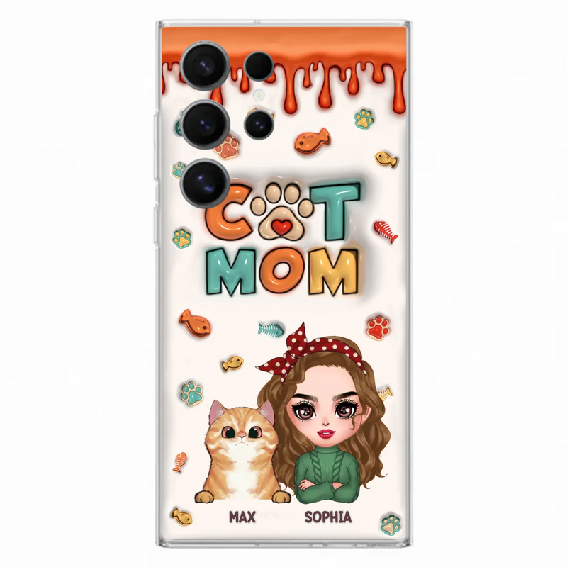 Custom Personalized Cat Mom iPhone/ Samsung Phone Case - Christmas Gift Idea For Cat Lover - Upto 4 Cats