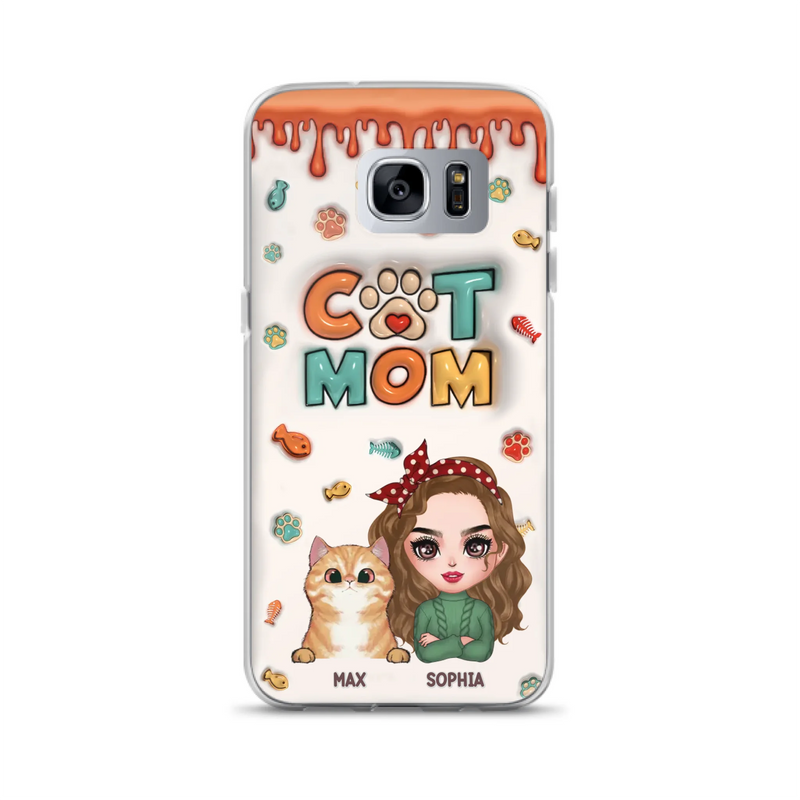Custom Personalized Cat Mom iPhone/ Samsung Phone Case - Christmas Gift Idea For Cat Lover - Upto 4 Cats