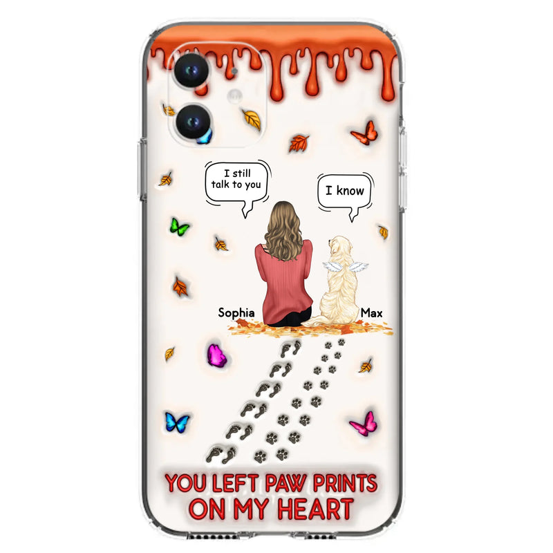 Custom Personalized Memorial Dog Phone Case - Memorial Gift Idea For Dog/Cat Lover - Case For iPhone/ Samsung - You Left Paw Prints On My Heart