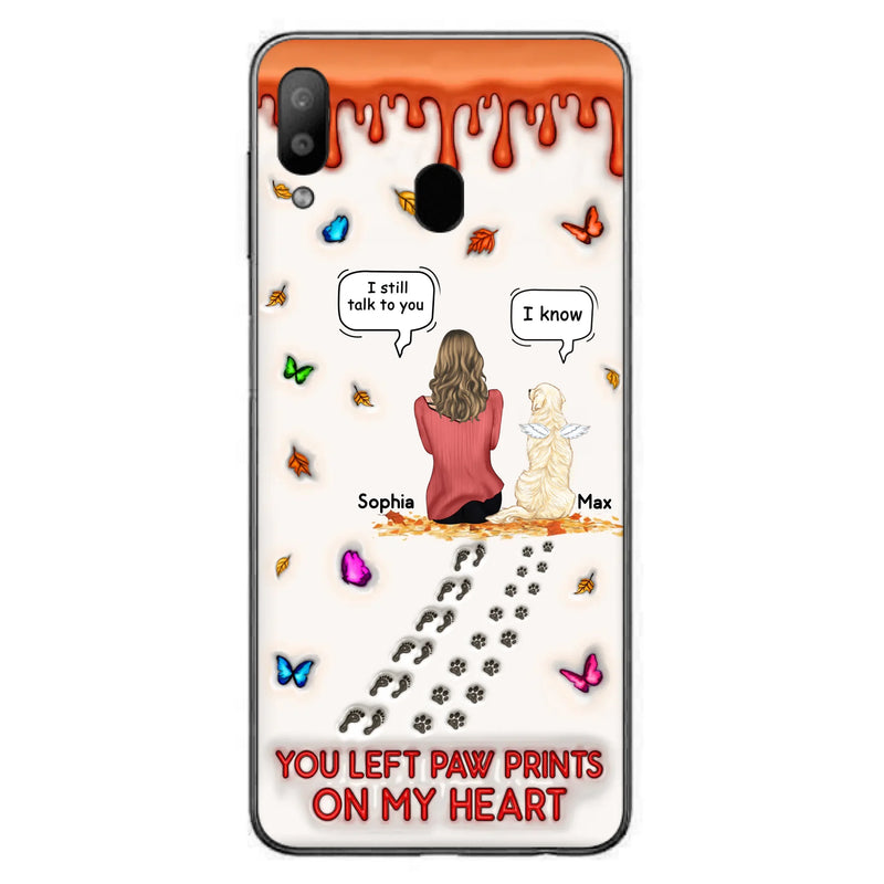 Custom Personalized Memorial Dog Phone Case - Memorial Gift Idea For Dog/Cat Lover - Case For iPhone/ Samsung - You Left Paw Prints On My Heart