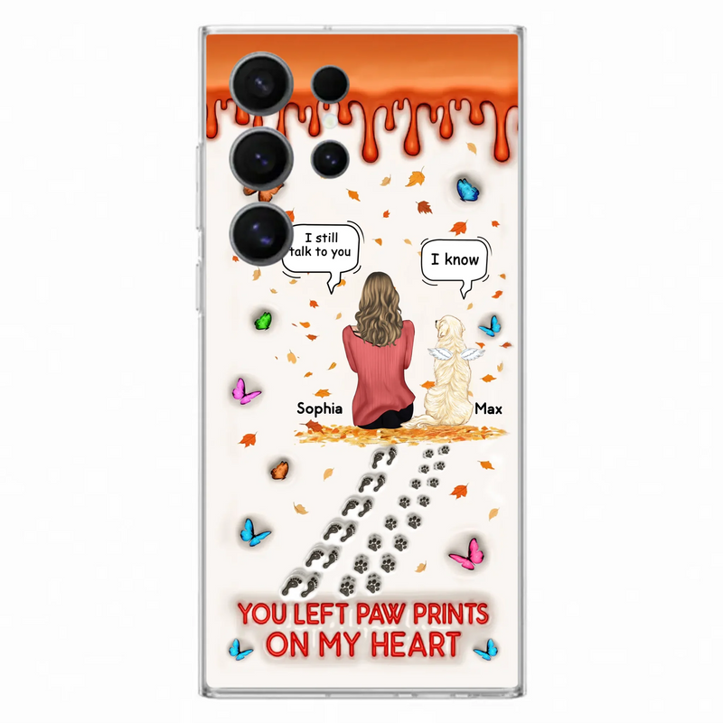 Custom Personalized Memorial Dog Phone Case - Memorial Gift Idea For Pet Lover - Case For iPhone/ Samsung - You Left Paw Prints On My Heart