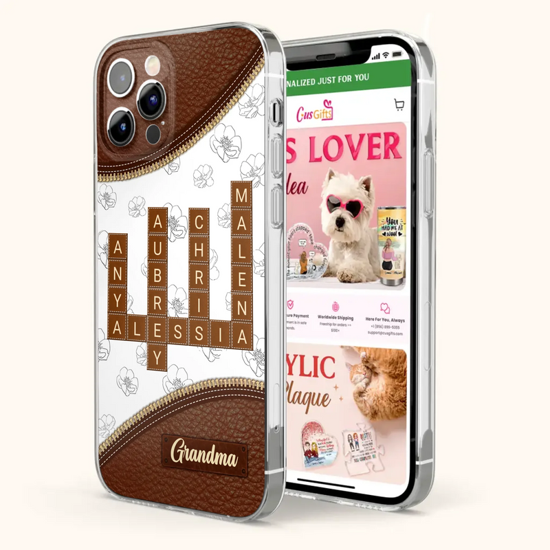 Custom Personalized Grandma Crossword iPhone/ Samsung Case - Gift Idea For Christmas/ Grandma