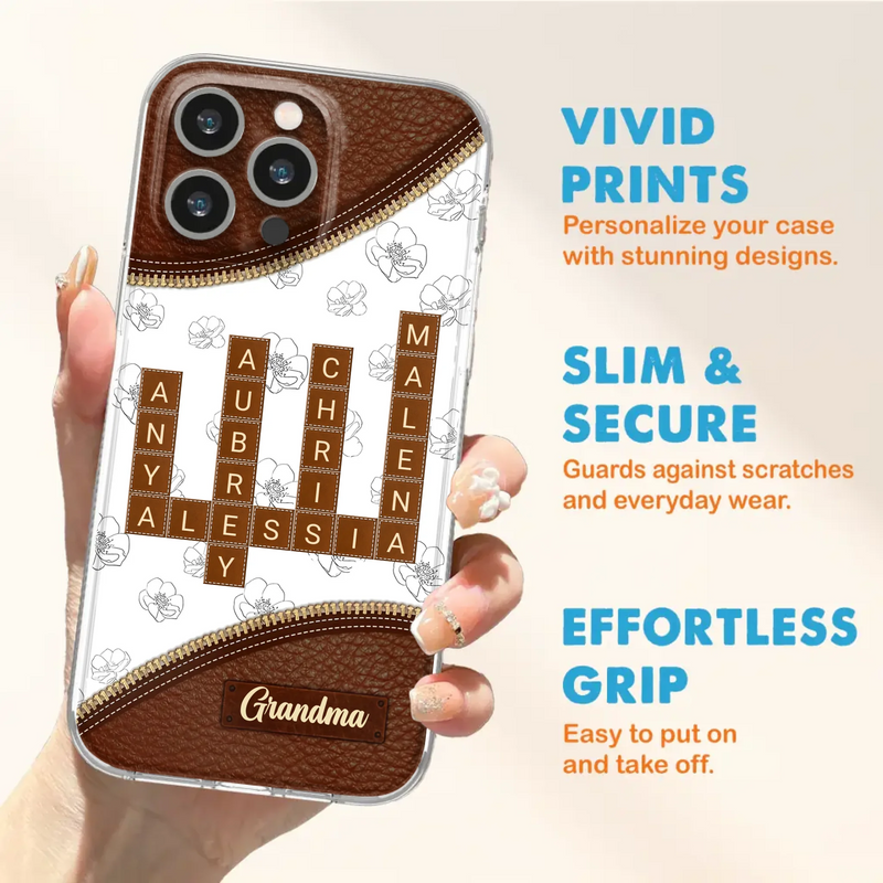 Custom Personalized Grandma Crossword iPhone/ Samsung Case - Gift Idea For Christmas/ Grandma