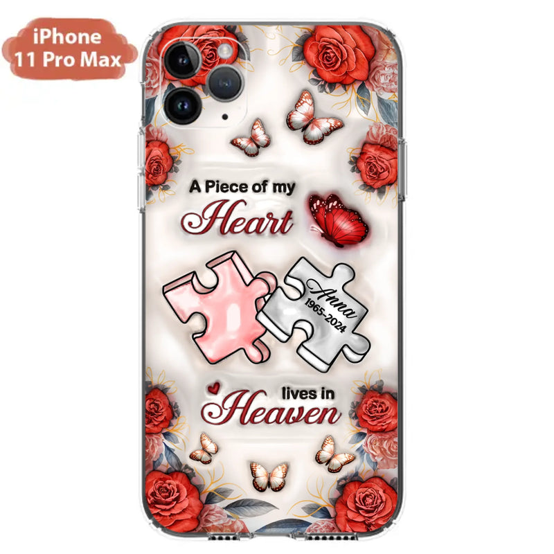 Custom Personalized Memorial Phone Case - Memorial Gift Idea - Case For iPhone/ Samsung - A Piece Of My Heart Lives In Heaven