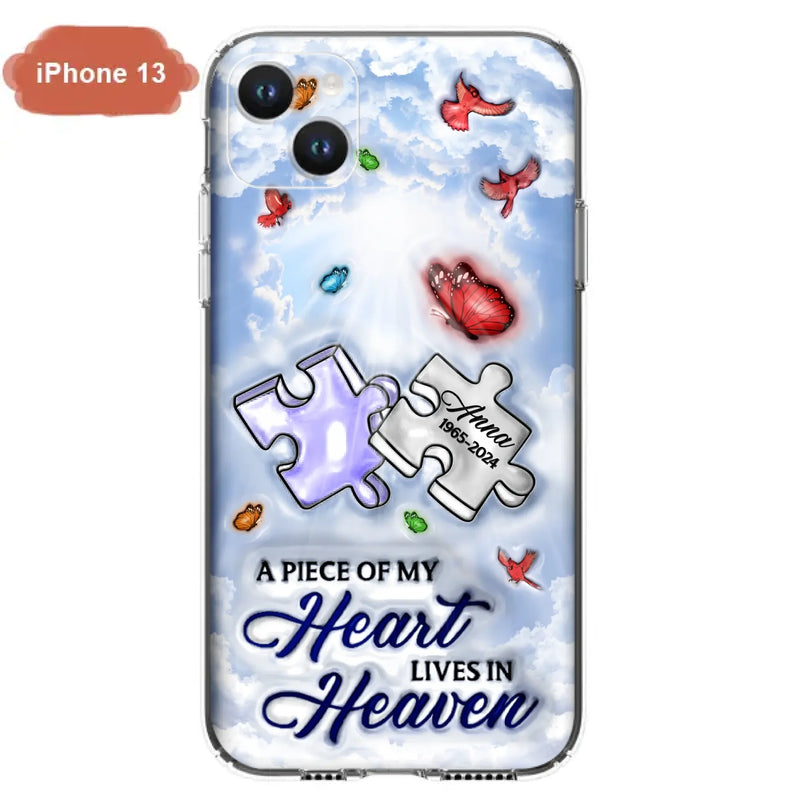 Custom Personalized Memorial Piece Phone Case - Memorial Gift Idea - Case For iPhone/ Samsung - A Piece Of My Heart Lives In Heaven