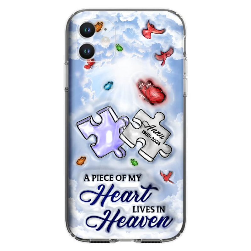 Custom Personalized Memorial Piece Phone Case - Memorial Gift Idea - Case For iPhone/ Samsung - A Piece Of My Heart Lives In Heaven