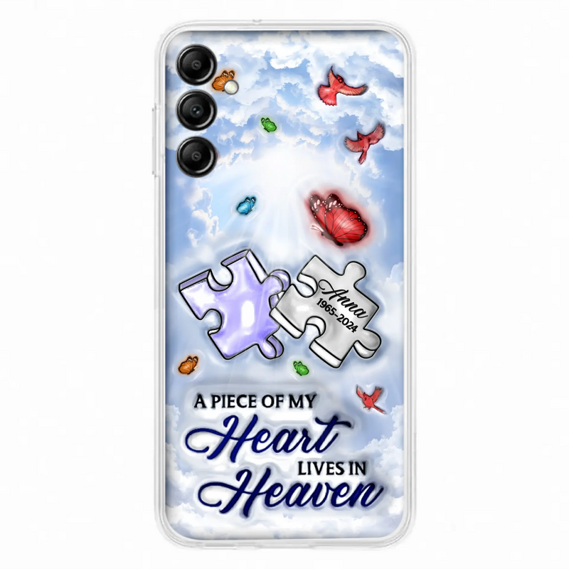 Custom Personalized Memorial Piece Phone Case - Memorial Gift Idea - Case For iPhone/ Samsung - A Piece Of My Heart Lives In Heaven