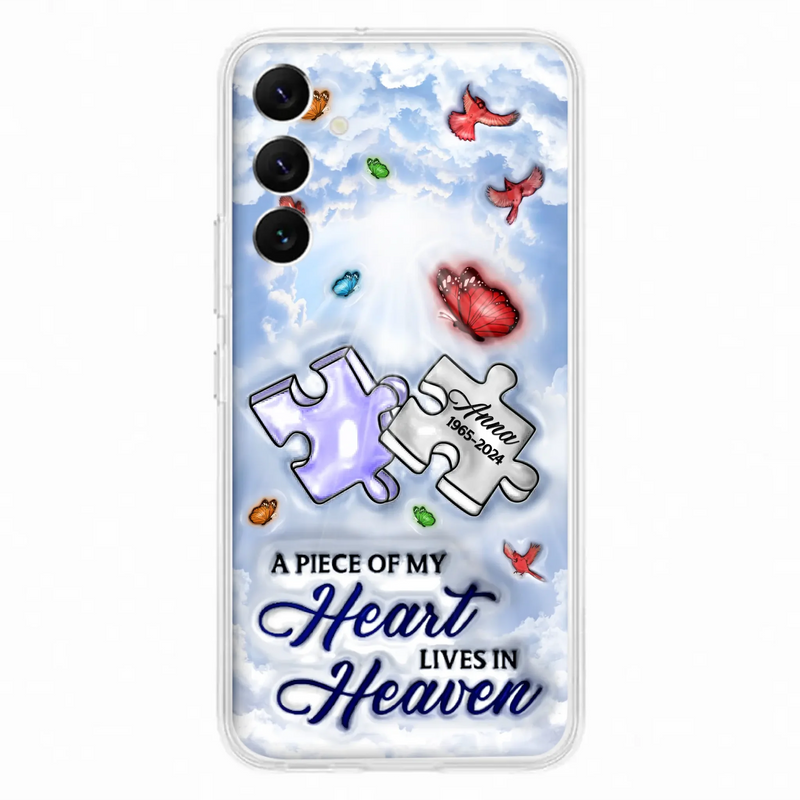 Custom Personalized Memorial Piece Phone Case - Memorial Gift Idea - Case For iPhone/ Samsung - A Piece Of My Heart Lives In Heaven