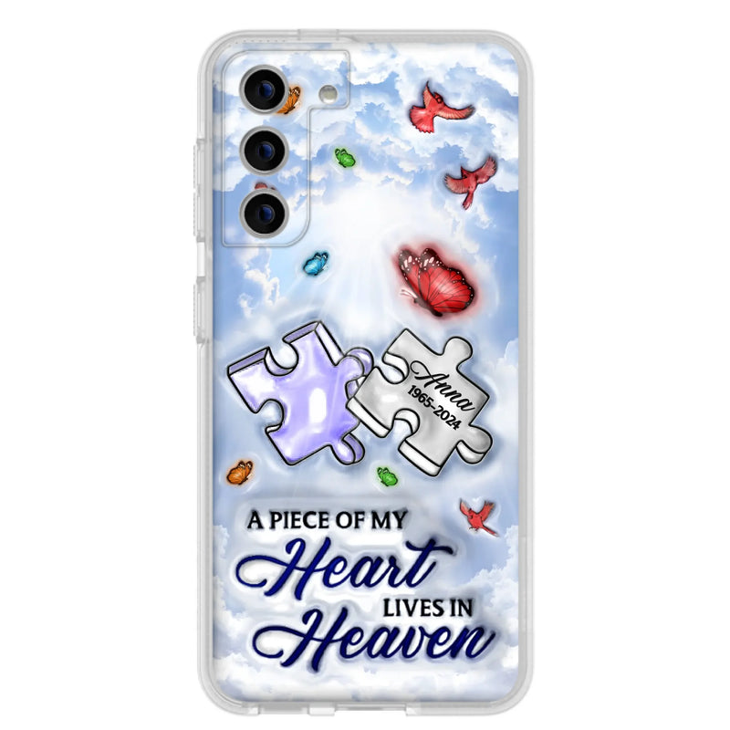 Custom Personalized Memorial Piece Phone Case - Memorial Gift Idea - Case For iPhone/ Samsung - A Piece Of My Heart Lives In Heaven