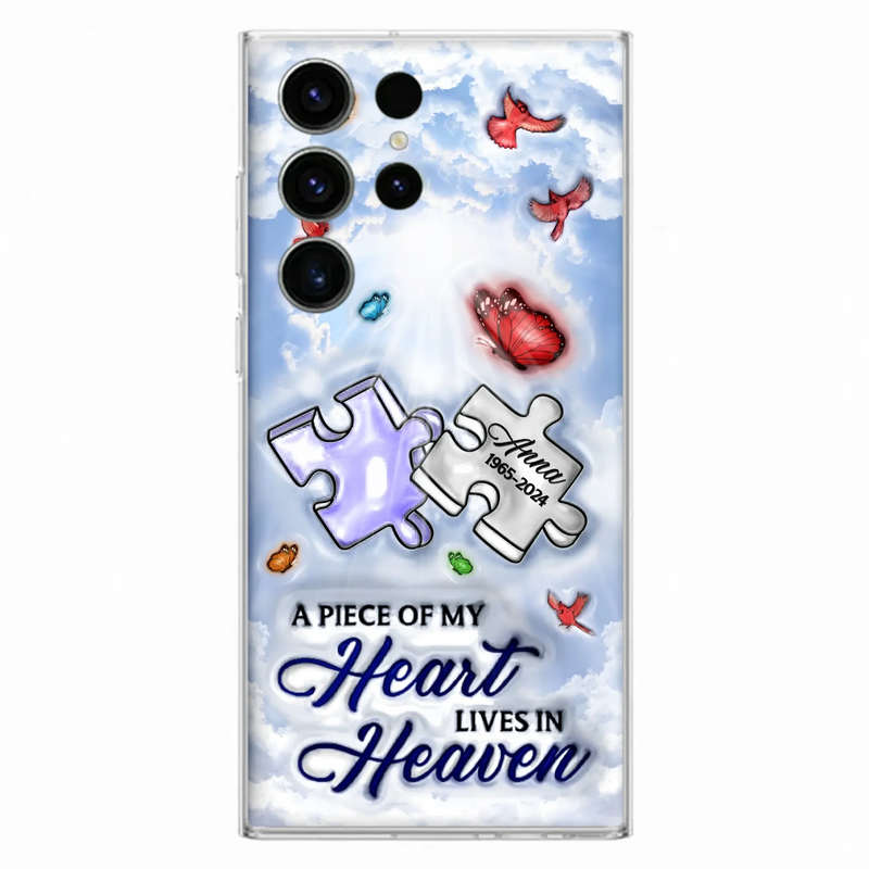 Custom Personalized Memorial Piece Phone Case - Memorial Gift Idea - Case For iPhone/ Samsung - A Piece Of My Heart Lives In Heaven