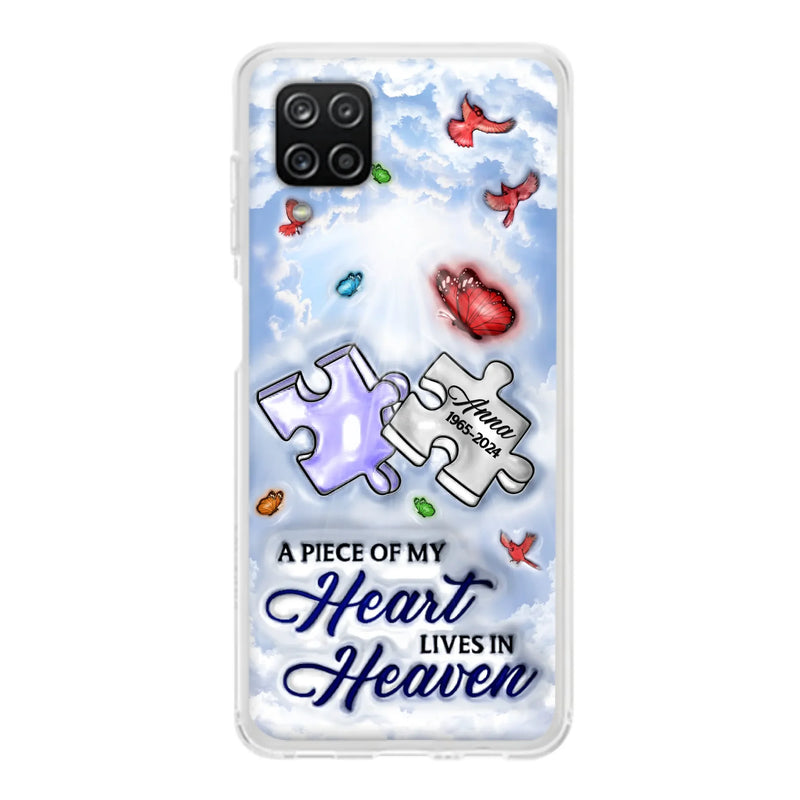 Custom Personalized Memorial Piece Phone Case - Memorial Gift Idea - Case For iPhone/ Samsung - A Piece Of My Heart Lives In Heaven