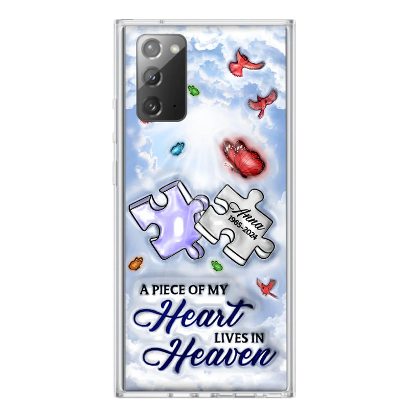 Custom Personalized Memorial Piece Phone Case - Memorial Gift Idea - Case For iPhone/ Samsung - A Piece Of My Heart Lives In Heaven