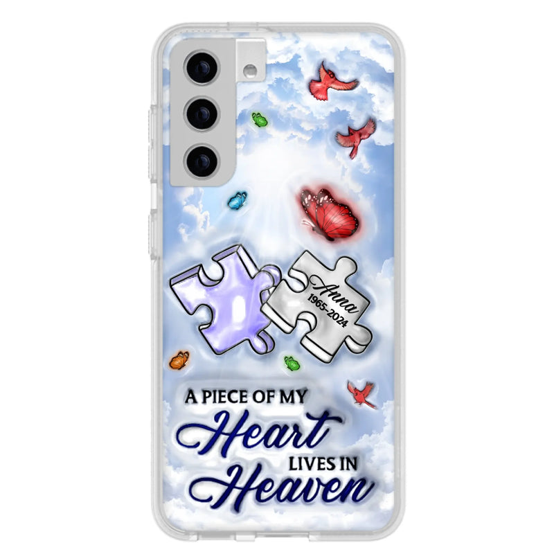 Custom Personalized Memorial Piece Phone Case - Memorial Gift Idea - Case For iPhone/ Samsung - A Piece Of My Heart Lives In Heaven