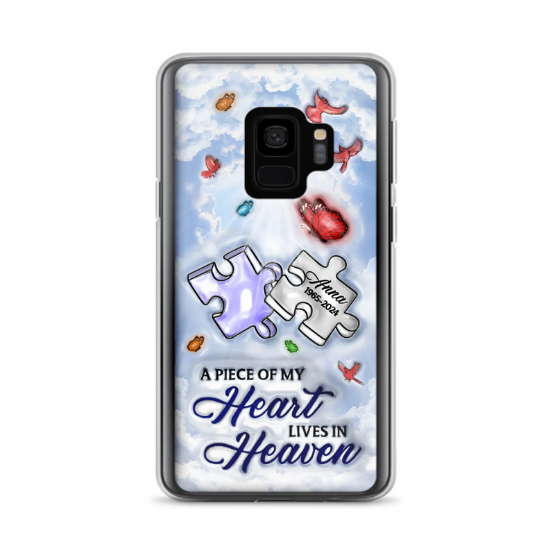 Custom Personalized Memorial Piece Phone Case - Memorial Gift Idea - Case For iPhone/ Samsung - A Piece Of My Heart Lives In Heaven