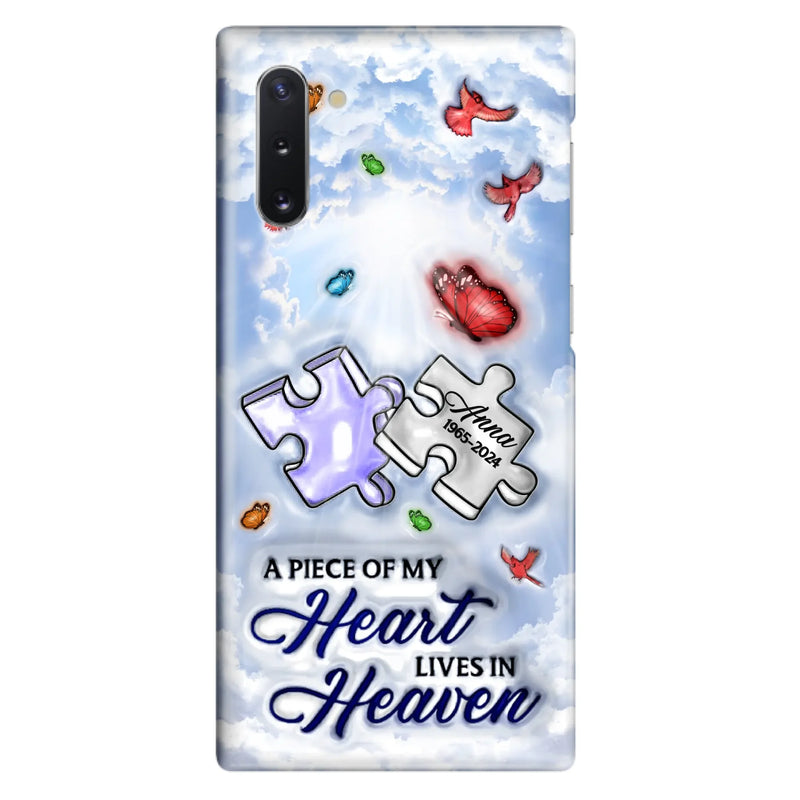 Custom Personalized Memorial Piece Phone Case - Memorial Gift Idea - Case For iPhone/ Samsung - A Piece Of My Heart Lives In Heaven