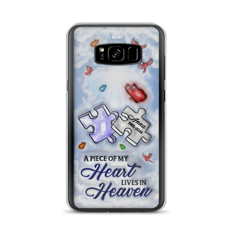 Custom Personalized Memorial Piece Phone Case - Memorial Gift Idea - Case For iPhone/ Samsung - A Piece Of My Heart Lives In Heaven