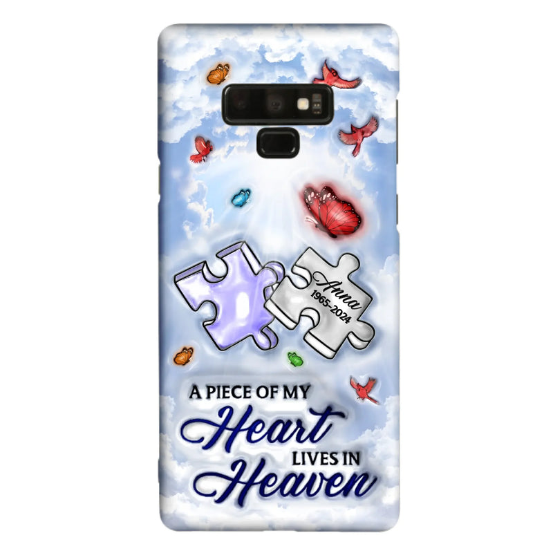 Custom Personalized Memorial Piece Phone Case - Memorial Gift Idea - Case For iPhone/ Samsung - A Piece Of My Heart Lives In Heaven