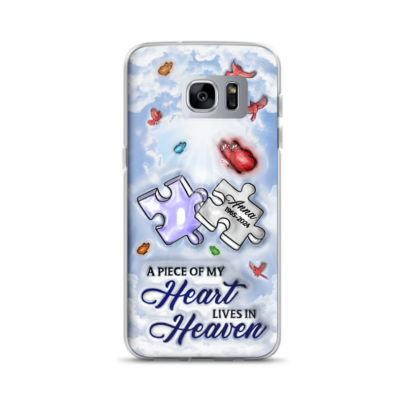 Custom Personalized Memorial Piece Phone Case - Memorial Gift Idea - Case For iPhone/ Samsung - A Piece Of My Heart Lives In Heaven