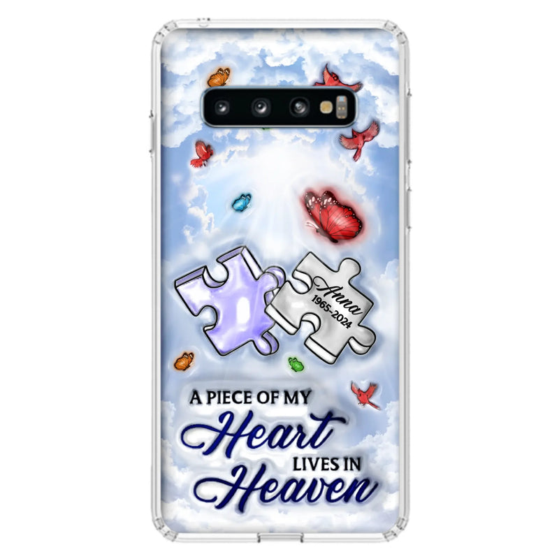 Custom Personalized Memorial Piece Phone Case - Memorial Gift Idea - Case For iPhone/ Samsung - A Piece Of My Heart Lives In Heaven