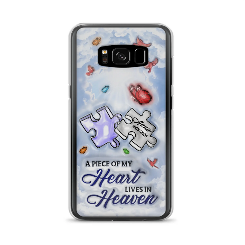 Custom Personalized Memorial Piece Phone Case - Memorial Gift Idea - Case For iPhone/ Samsung - A Piece Of My Heart Lives In Heaven