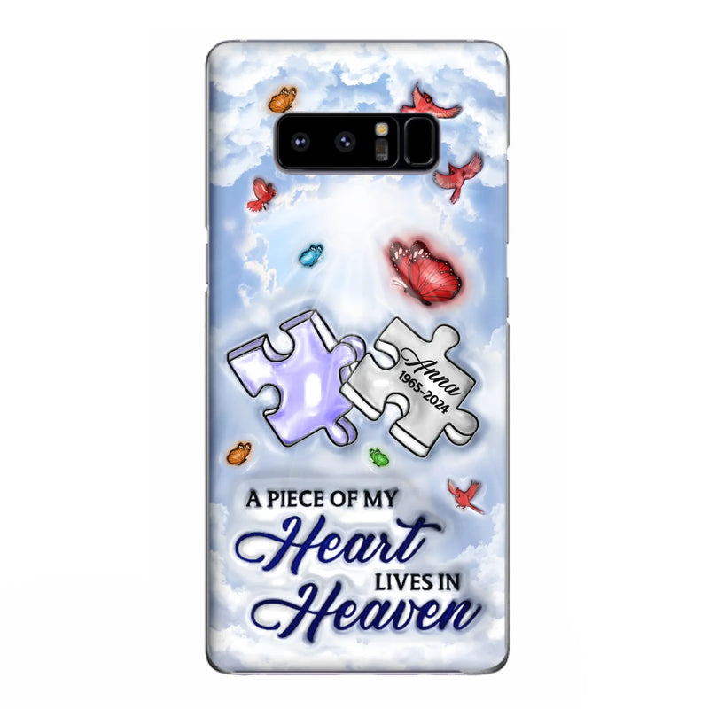 Custom Personalized Memorial Piece Phone Case - Memorial Gift Idea - Case For iPhone/ Samsung - A Piece Of My Heart Lives In Heaven