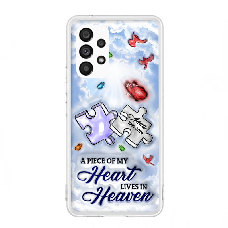 Custom Personalized Memorial Piece Phone Case - Memorial Gift Idea - Case For iPhone/ Samsung - A Piece Of My Heart Lives In Heaven