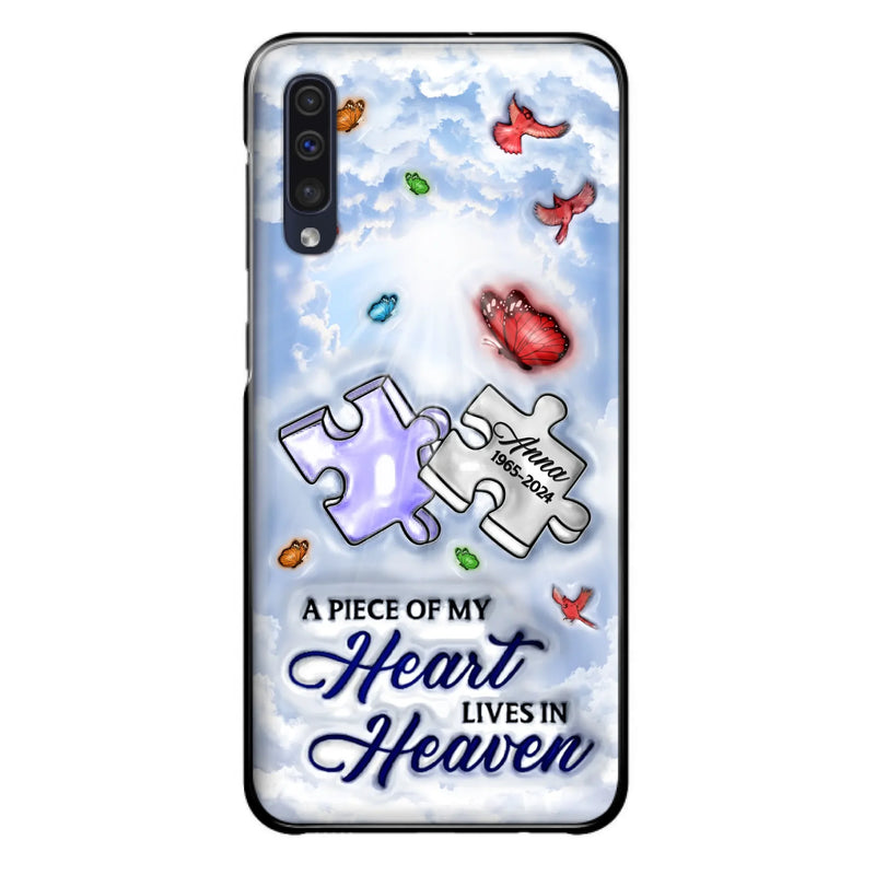 Custom Personalized Memorial Piece Phone Case - Memorial Gift Idea - Case For iPhone/ Samsung - A Piece Of My Heart Lives In Heaven