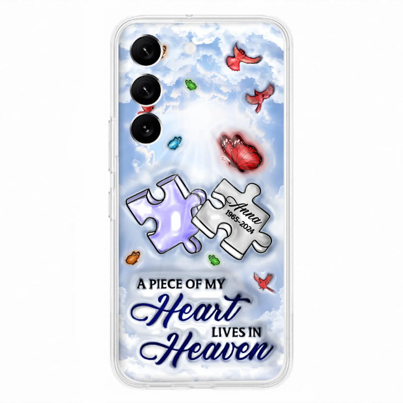 Custom Personalized Memorial Piece Phone Case - Memorial Gift Idea - Case For iPhone/ Samsung - A Piece Of My Heart Lives In Heaven