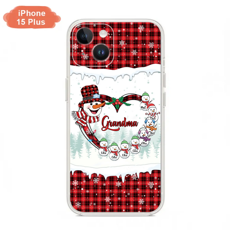 Custom Personalized Christmas Grandma Children Phone Case - Gift For Grandma/ Mom - Upto 8 Kids - Case For iPhone/ Samsung