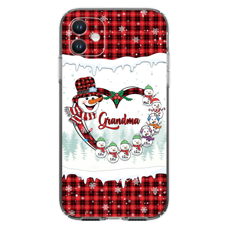 Custom Personalized Christmas Grandma Children Phone Case - Gift For Grandma/ Mom - Upto 8 Kids - Case For iPhone/ Samsung